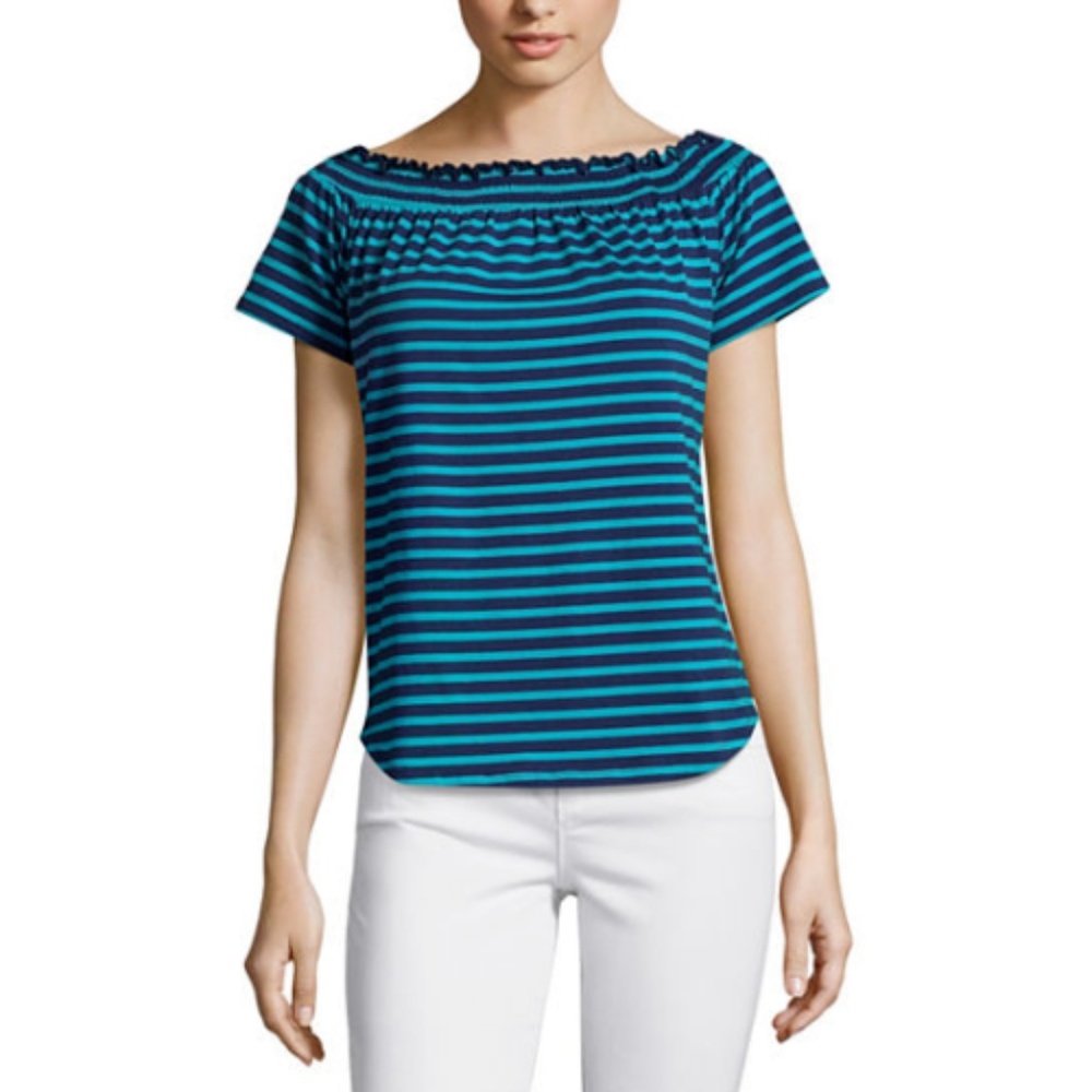 Liz Claiborne Short Sleeve Stripe T-Shirt